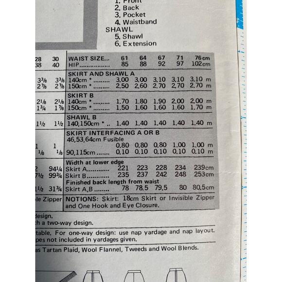 Butterick 5619 skirt midi shawl pattern sz 26 - Picture 5 of 6